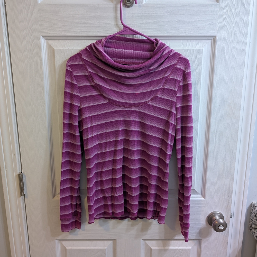 Athleta Cowl Neck Striped Long Sleeve Tunic - Size L